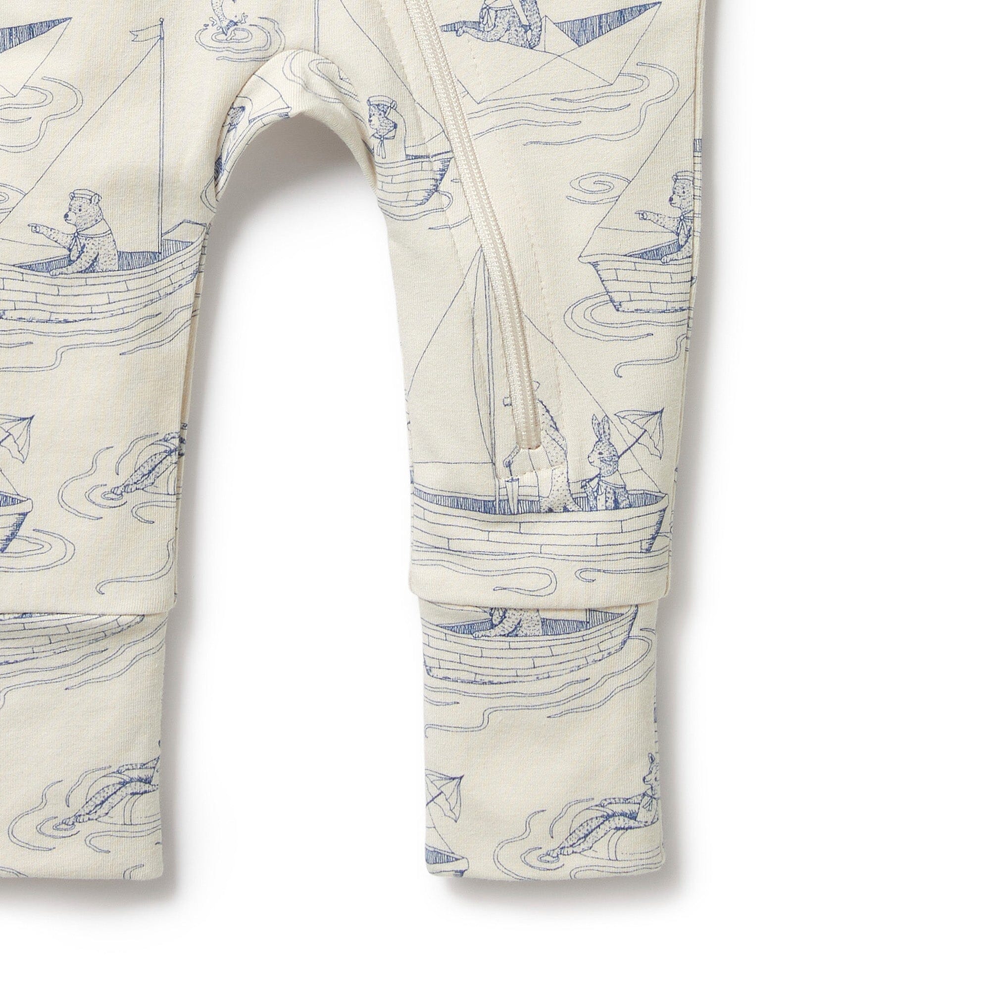 Wilson & Frenchy - Organic Zipsuit with Feet - Sail Away Baby Wilson & Frenchy