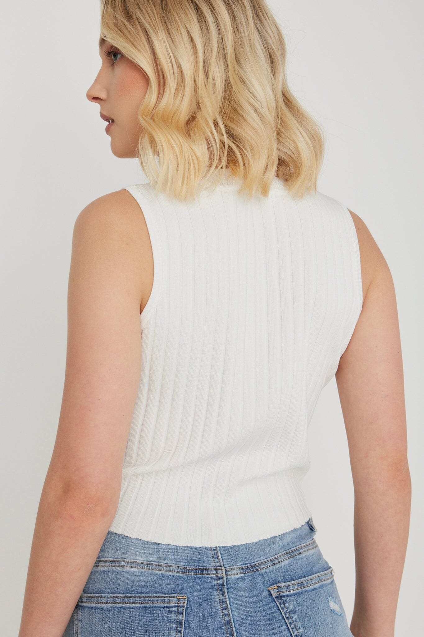 Stories Be Told - Thesis Rib Fitted Tank - White Womens Stories Be Told