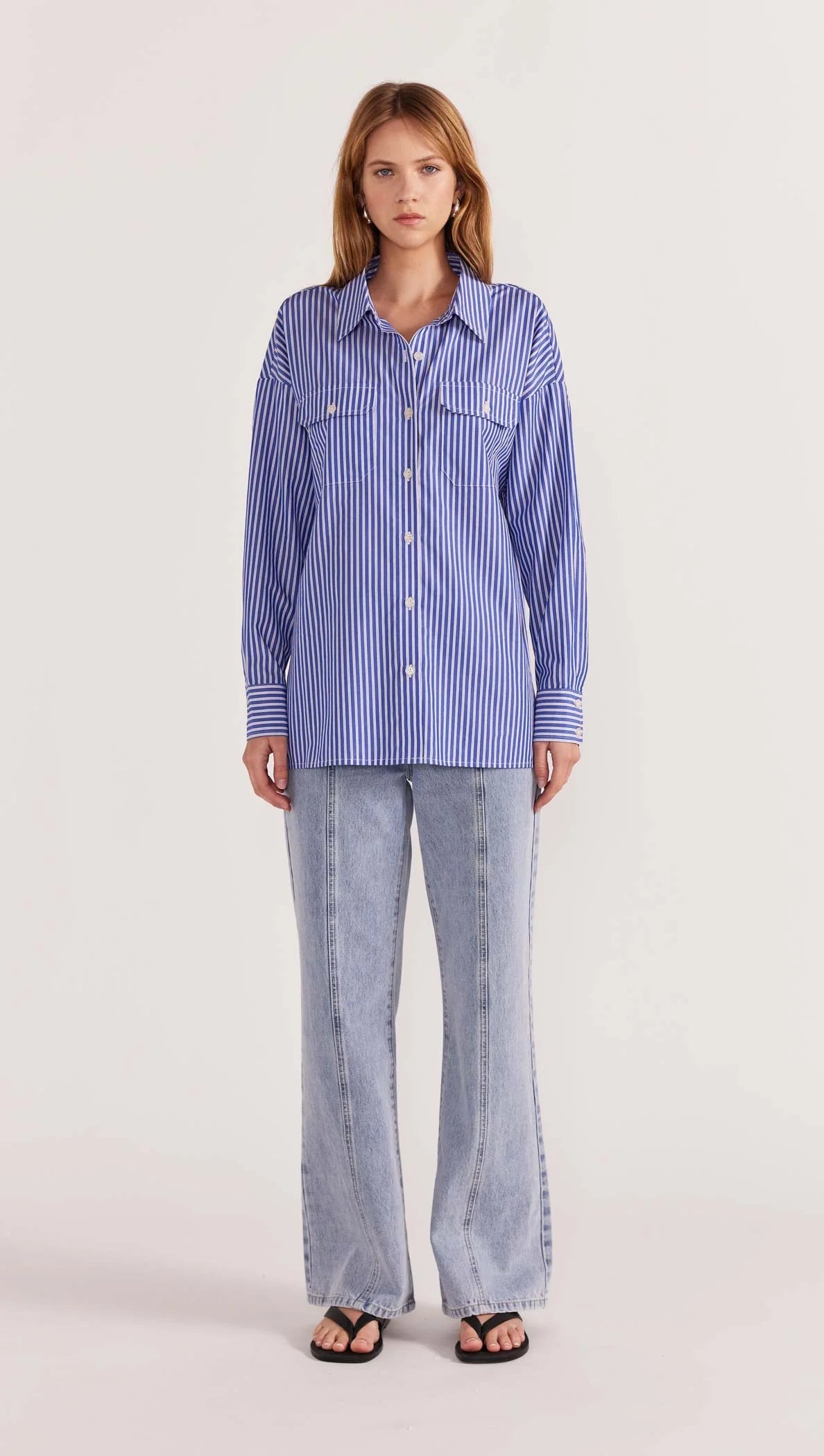 Staple The Label - PETRA SHIRT - Blue Stripe Womens STAPLE THE LABEL