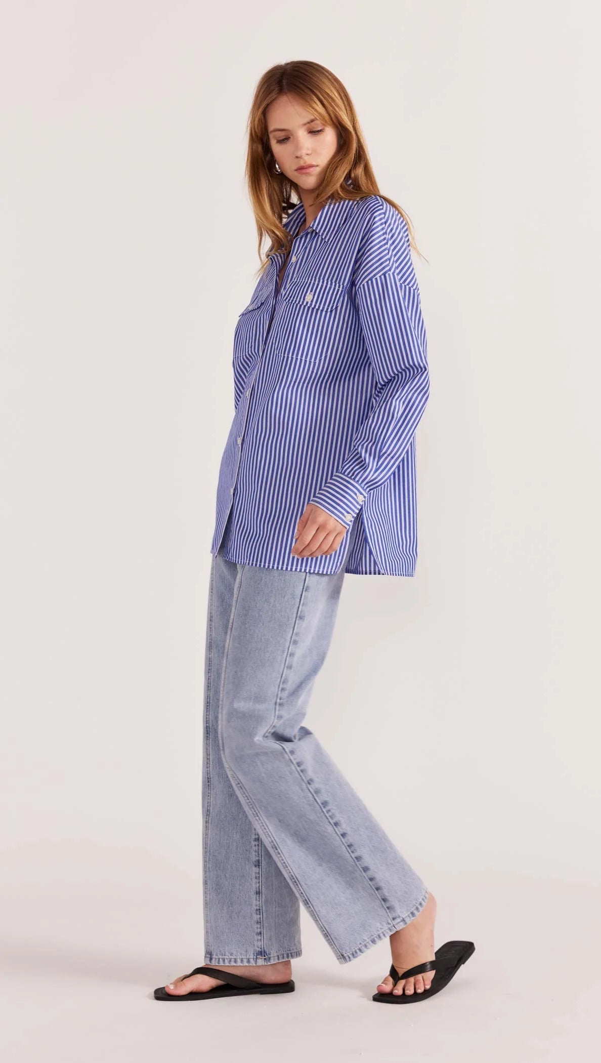 Staple The Label - PETRA SHIRT - Blue Stripe Womens STAPLE THE LABEL