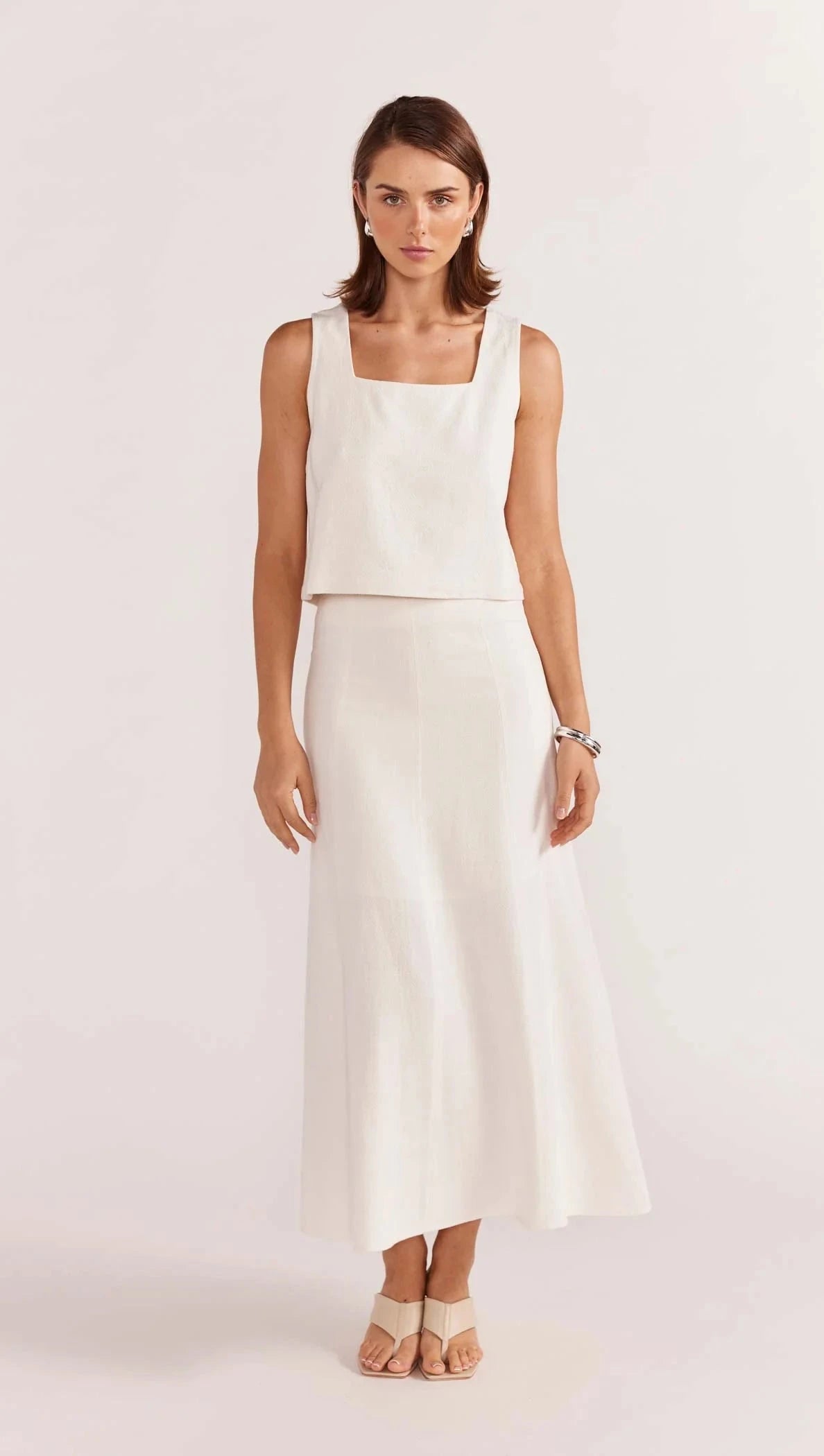 STAPLE THE LABEL - HAZE MIDI SKIRT - White Womens STAPLE THE LABEL