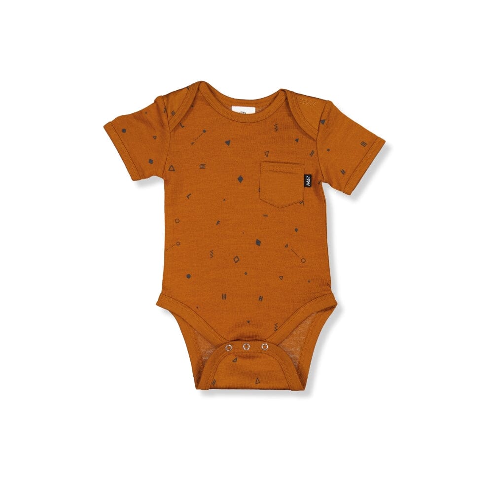 Little Flock of Horrors - Ezra Short Sleeve Bodysuit - Rust Elements Baby Little Flock of Horrors