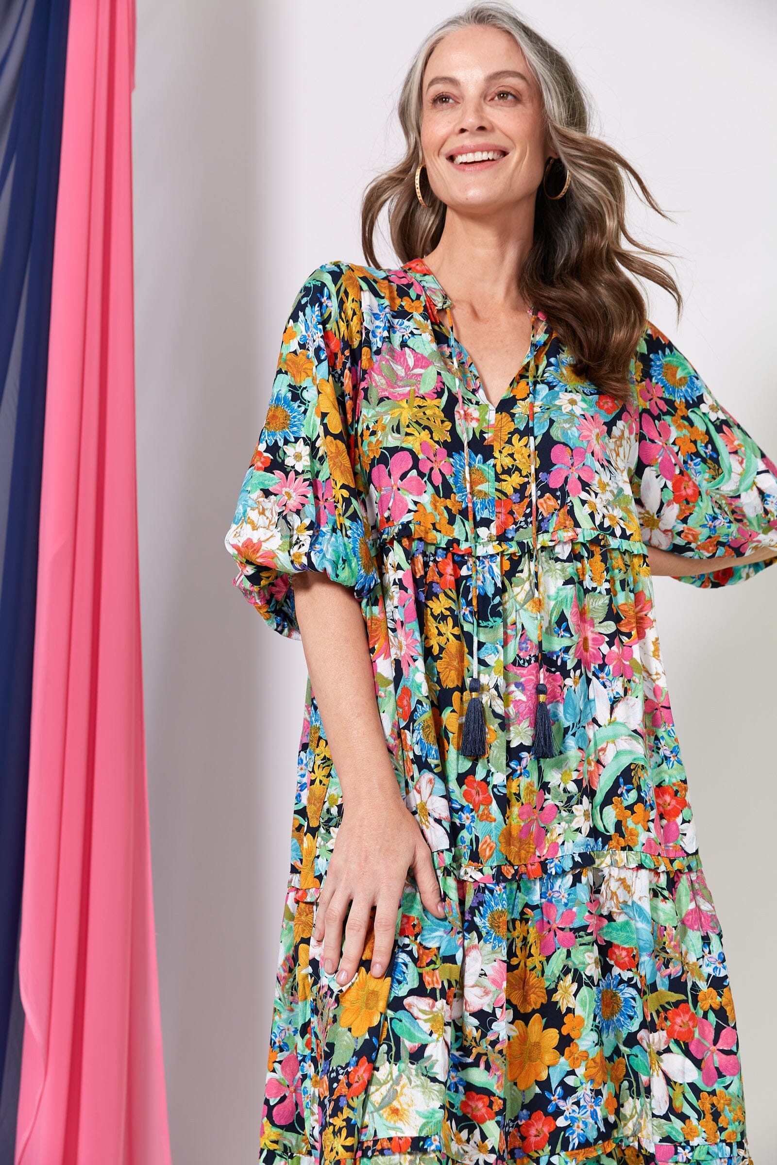 eb&ive - Esprit Tiered Dress - Navy Flourish Womens eb&ive