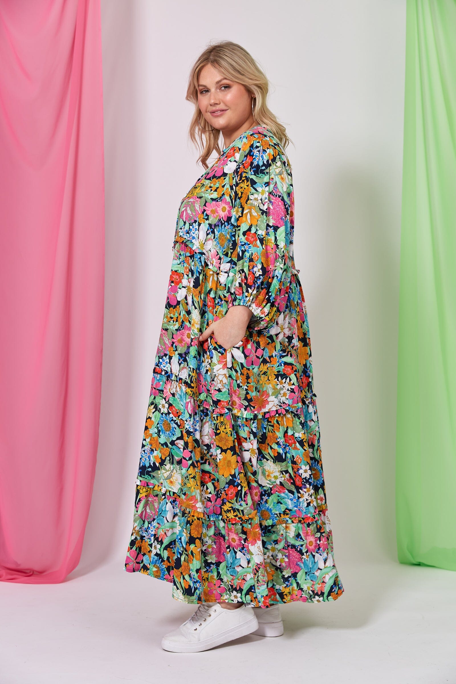 eb&ive - Esprit Tiered Dress - Navy Flourish Womens eb&ive