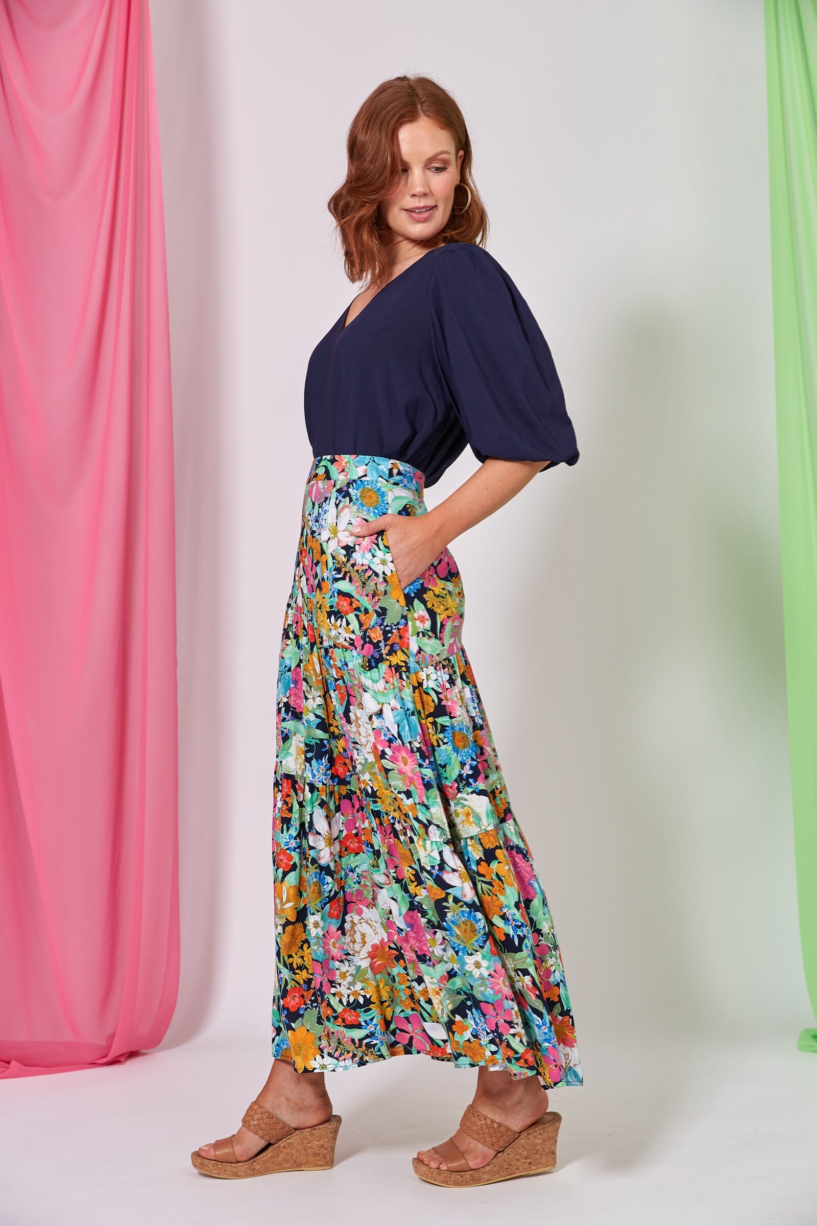 eb&ive - Esprit Maxi Skirt - Navy Flourish Womens eb&ive