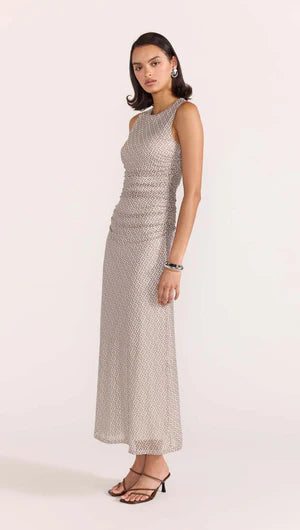 STAPLE THE LABEL - Noa Mesh Maxi Dress - Geo Womens STAPLE THE LABEL