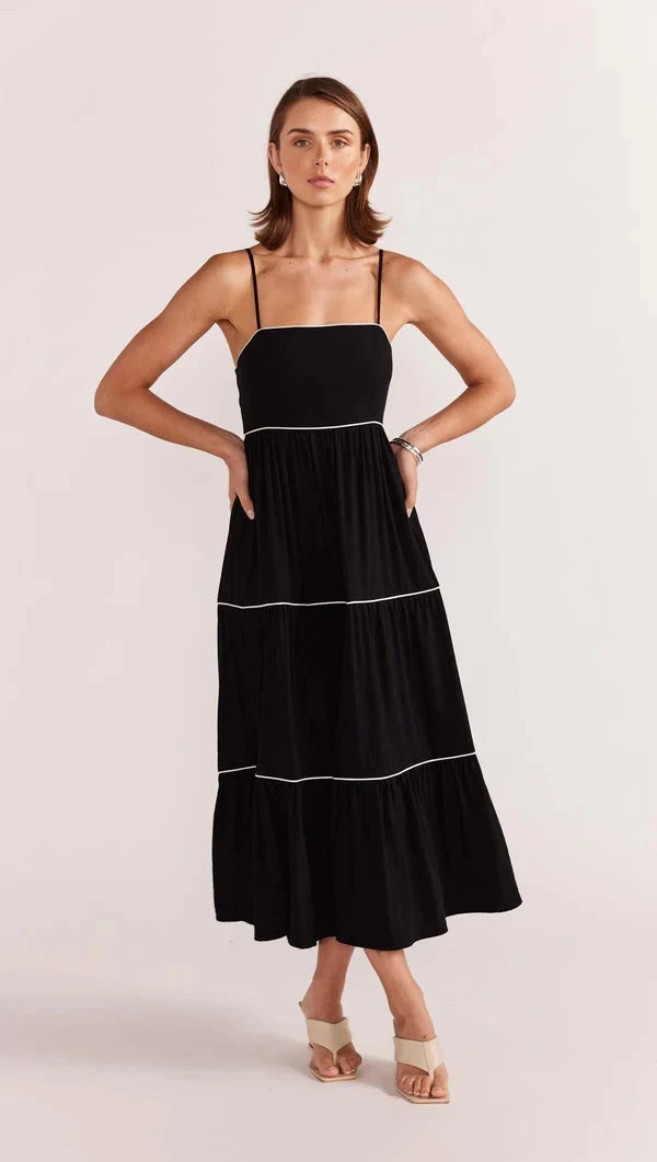 STAPLE THE LABEL - ALEXE TIE BACK SUNDRESS - Black/White Womens STAPLE THE LABEL