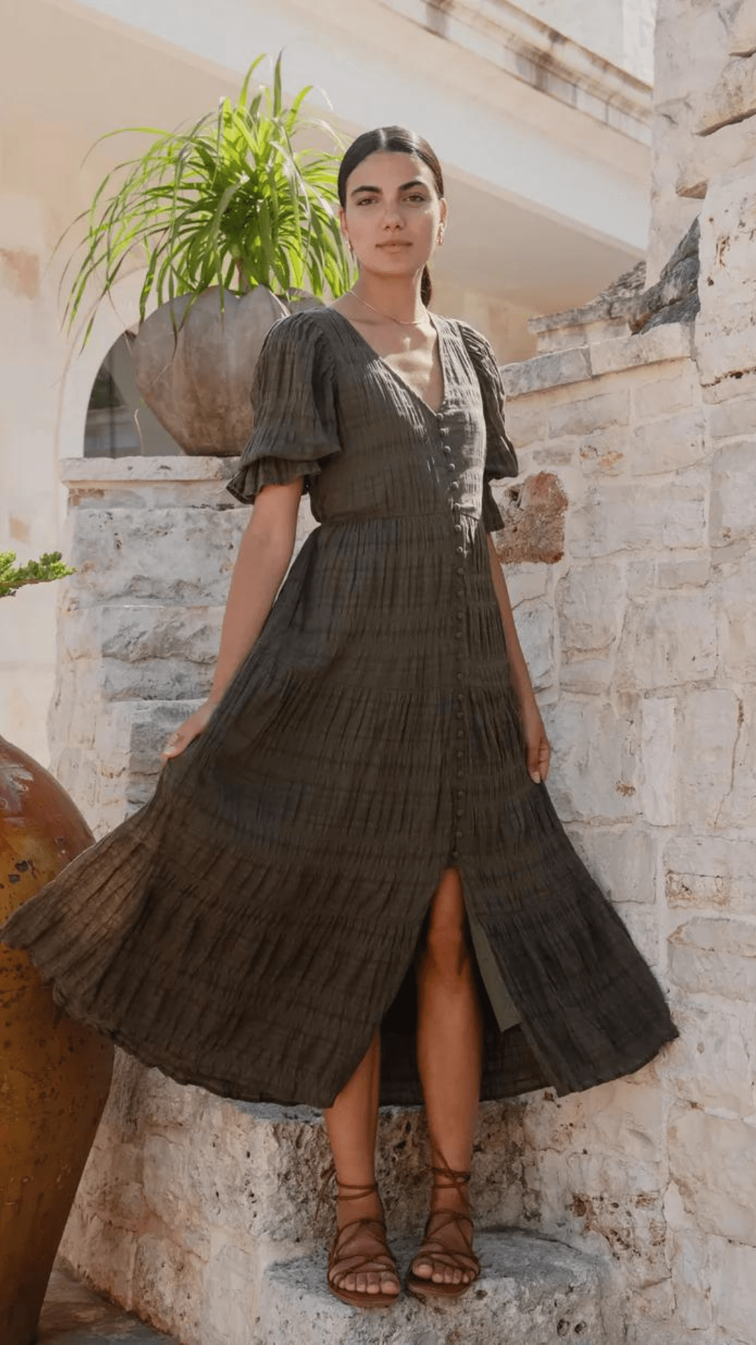 IVY + JACK - The Dreamy Tiered Maxi Dress - Khaki Womens IVY + JACK