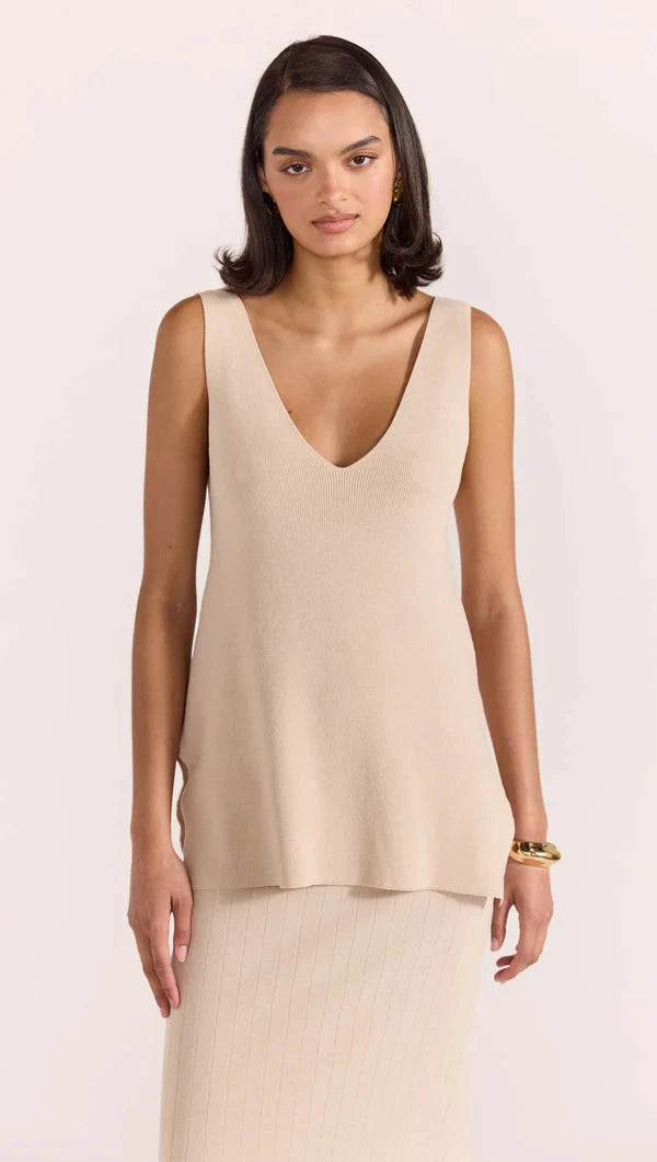 STAPLE THE LABEL - RYLIE KNIT TUNIC TANK - Natural Womens STAPLE THE LABEL