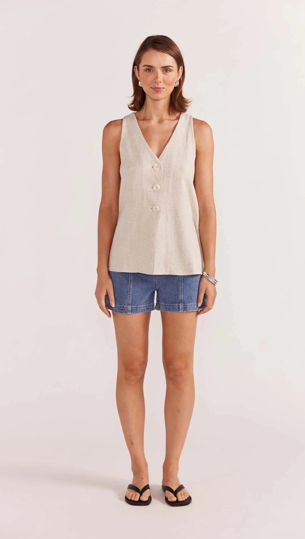 STAPLE THE LABEL - ALBA TUNIC VEST - Natural Marle Womens STAPLE THE LABEL