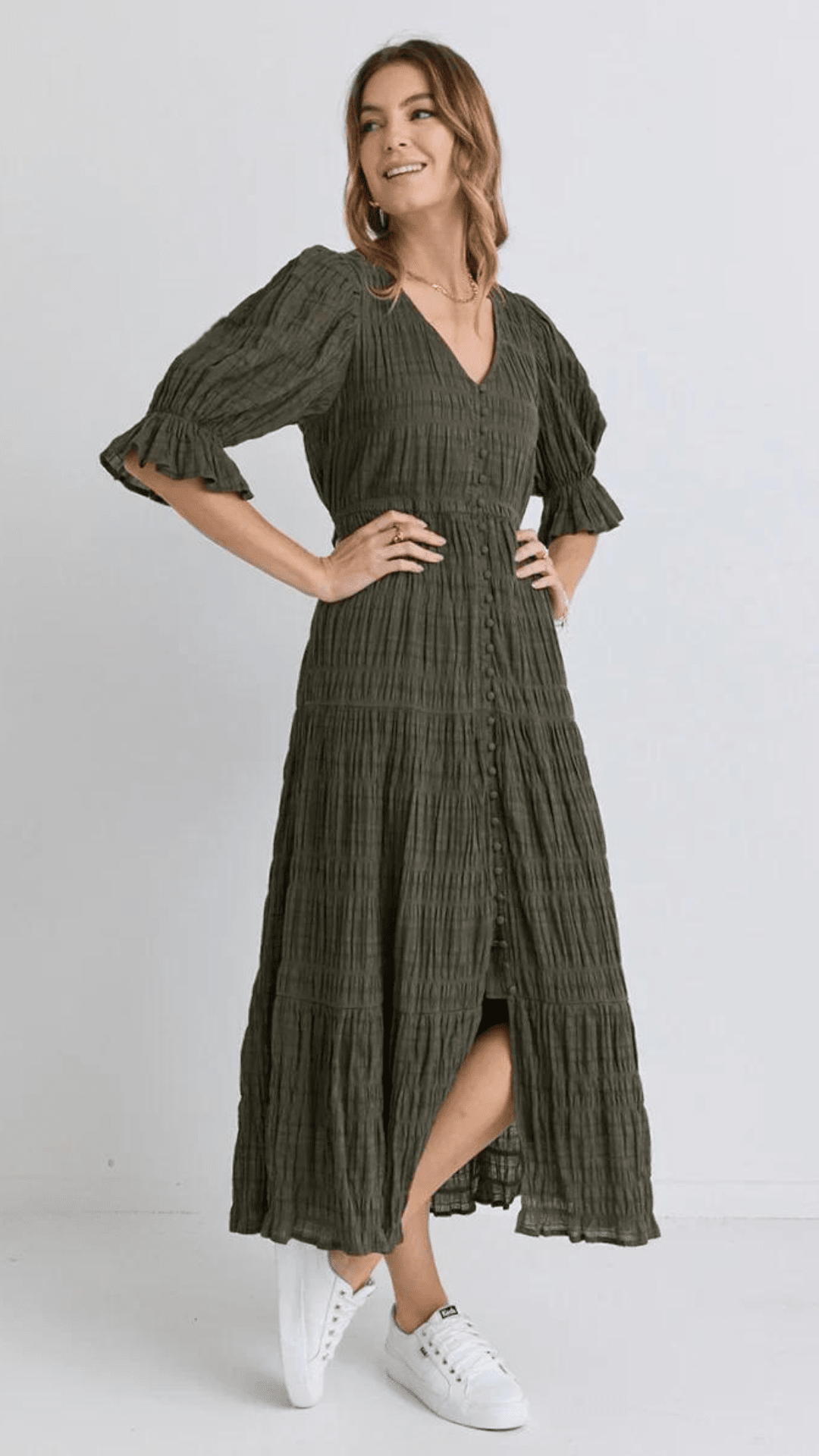 IVY + JACK - The Dreamy Tiered Maxi Dress - Khaki Womens IVY + JACK