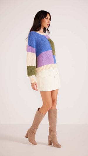 MINK PINK - LAWRENCE KNIT SWEATER - Multi Colour Block Womens MINK PINK