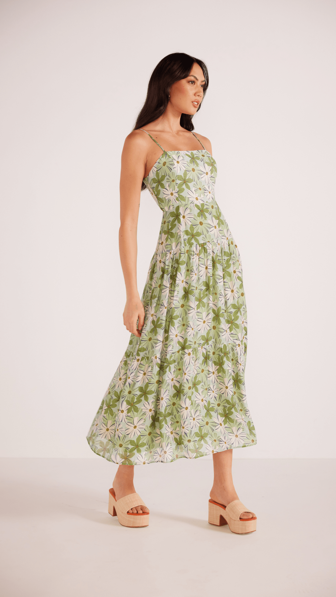 MINK PINK - MARGAUX MAXI DRESS - Green/White Floral ***PRE ORDER / DUE APPROX 22FEB*** Womens MINK PINK