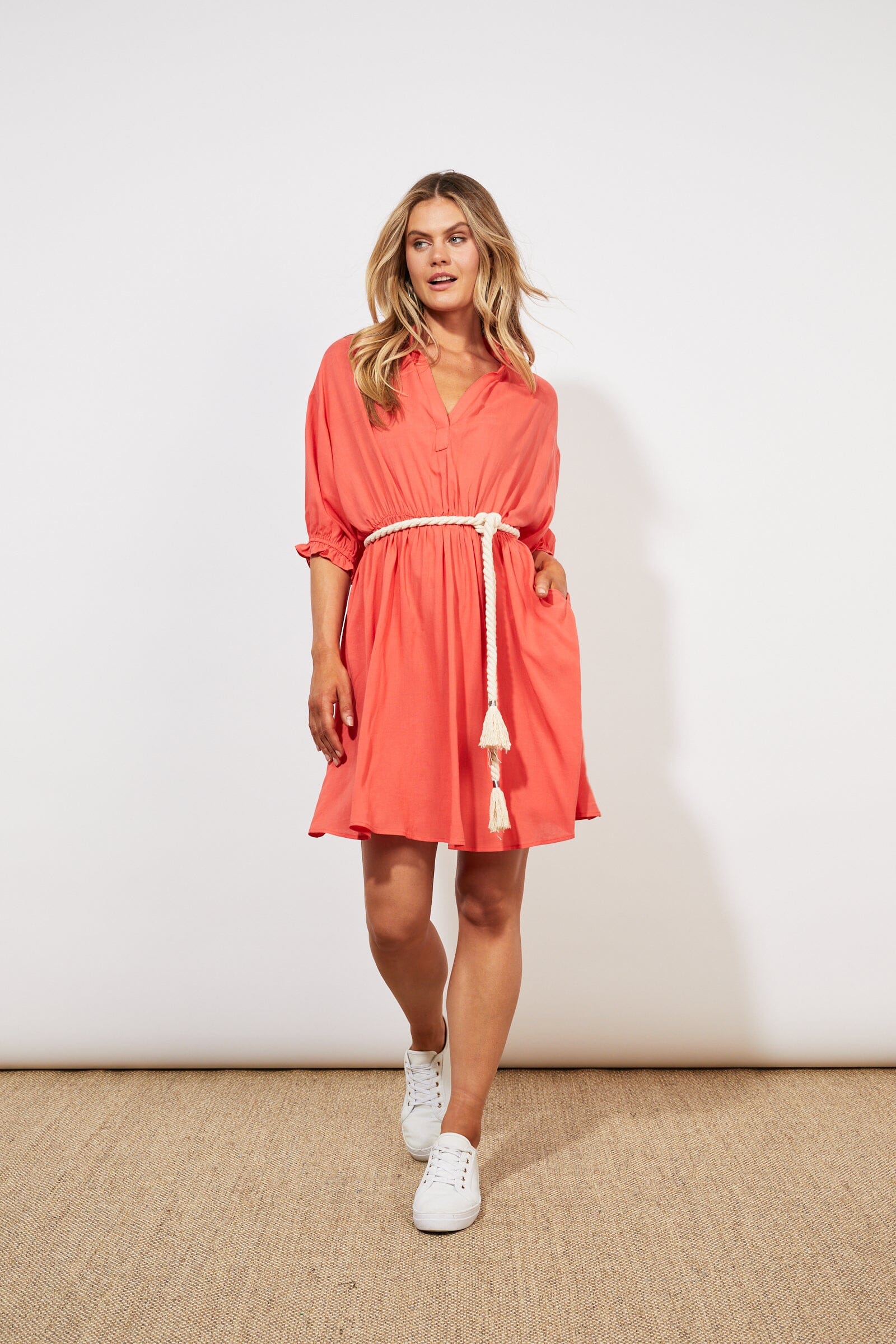 Haven - Tropicana Rope Dress - Coral Womens Haven