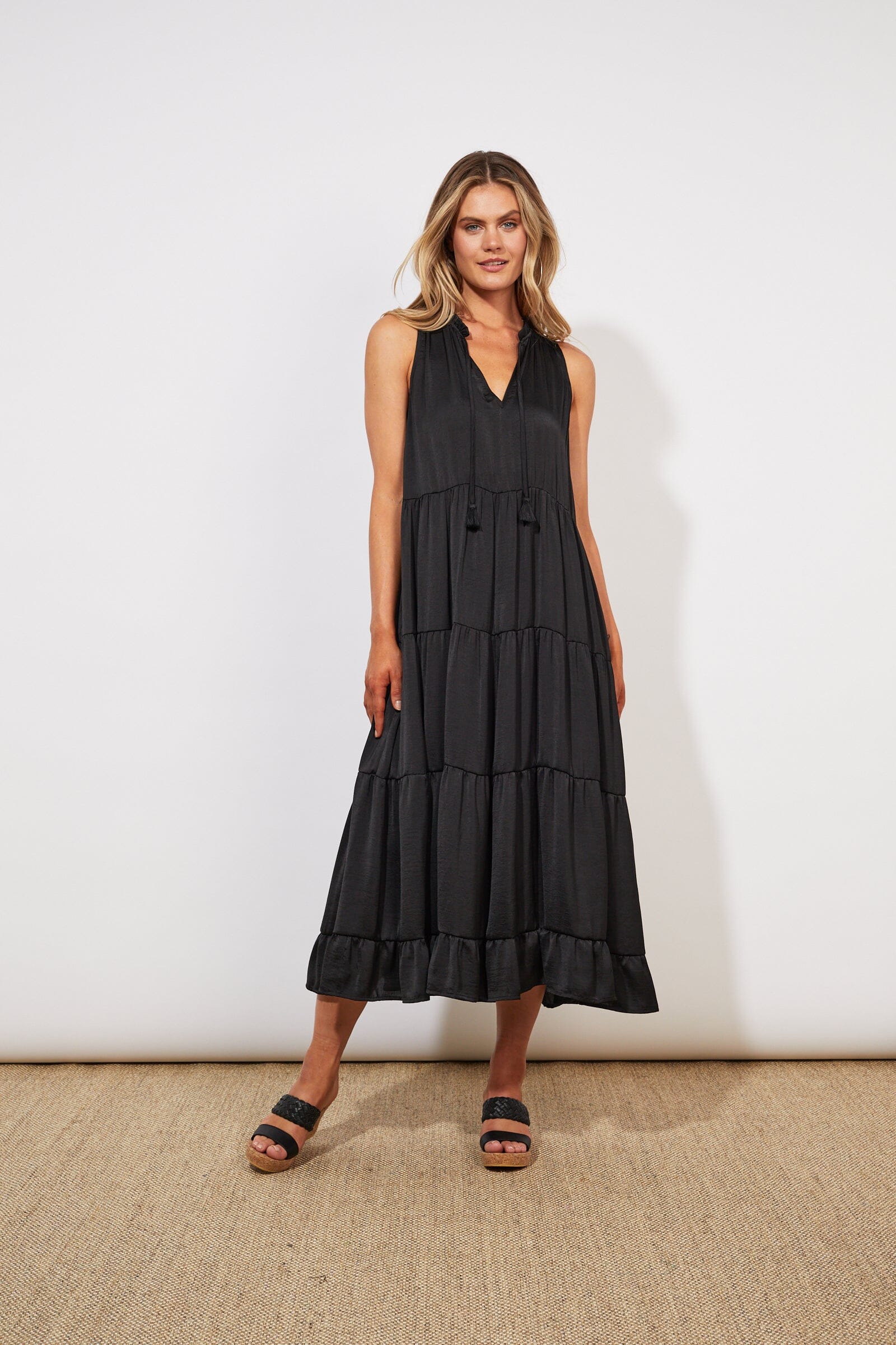 Haven - Barbados Tiered Maxi Dress - Jet Womens Haven