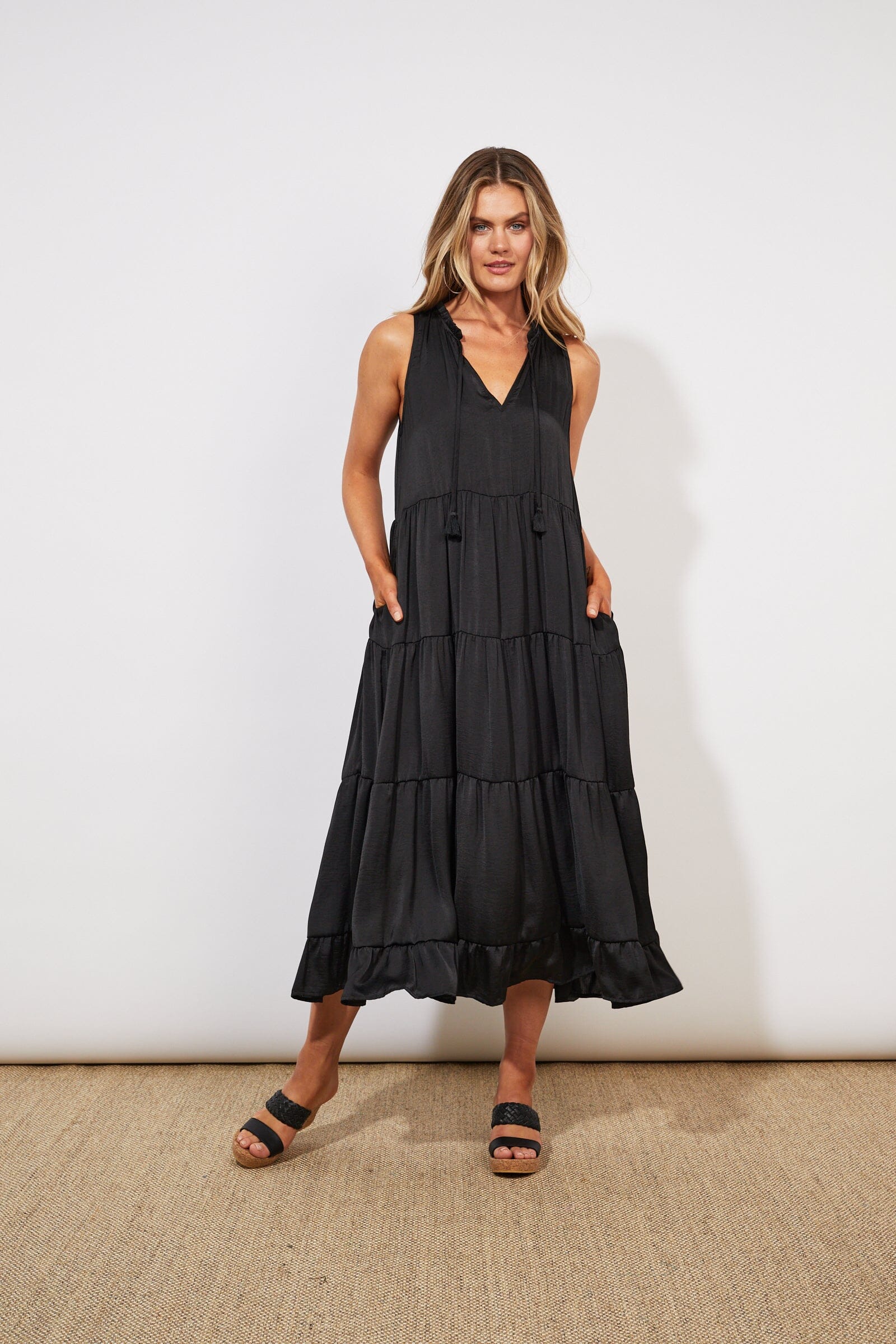 Haven - Barbados Tiered Maxi Dress - Jet Womens Haven