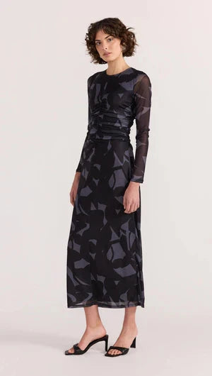 STAPLE THE LABEL - AURA MESH MIDI DRESS - ABSTRACT Womens STAPLE THE LABEL