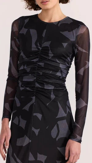 STAPLE THE LABEL - AURA MESH MIDI DRESS - ABSTRACT Womens STAPLE THE LABEL