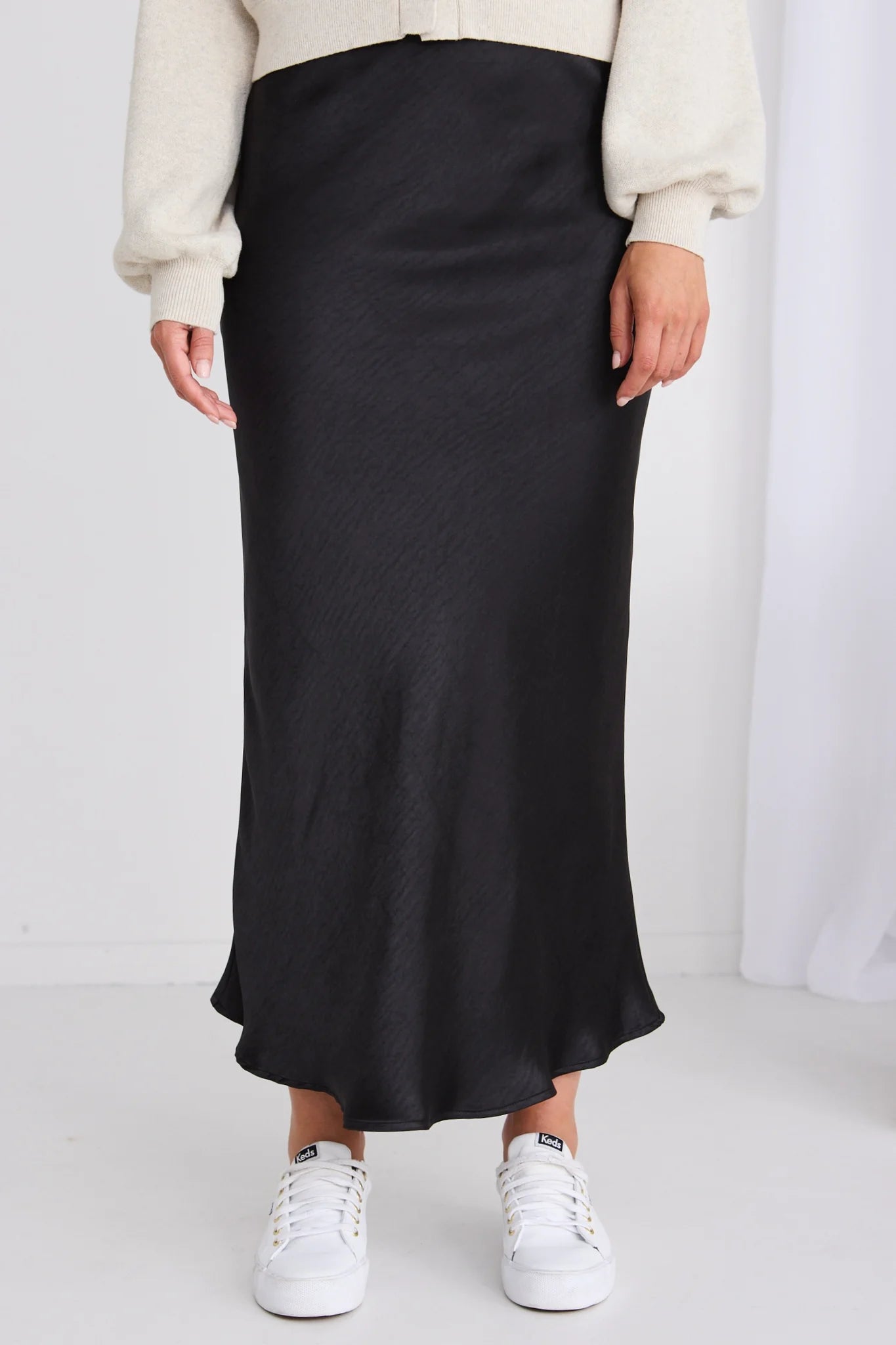 IVY + JACK - Ivy Satin Bias Midi Skirt - Black *** PRE ORDER / DUE EARLY SEP*** Womens IVY + JACK