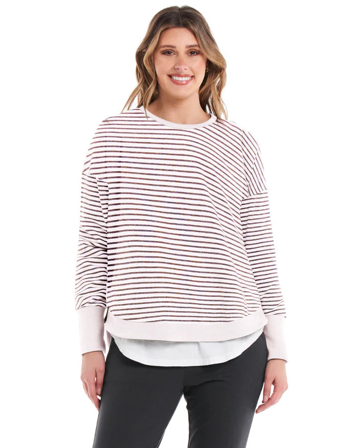 Betty Basics - Lucy French Terry Sweat - Awning Stripe Womens Betty Basics