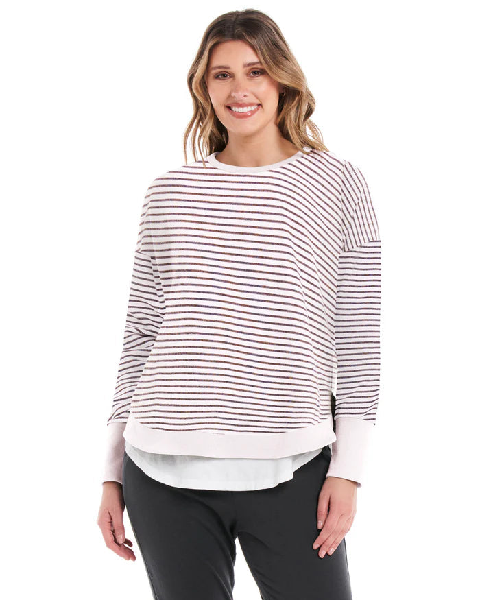 Betty Basics - Lucy French Terry Sweat - Awning Stripe Womens Betty Basics