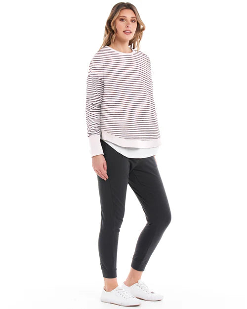 Betty Basics - Lucy French Terry Sweat - Awning Stripe Womens Betty Basics