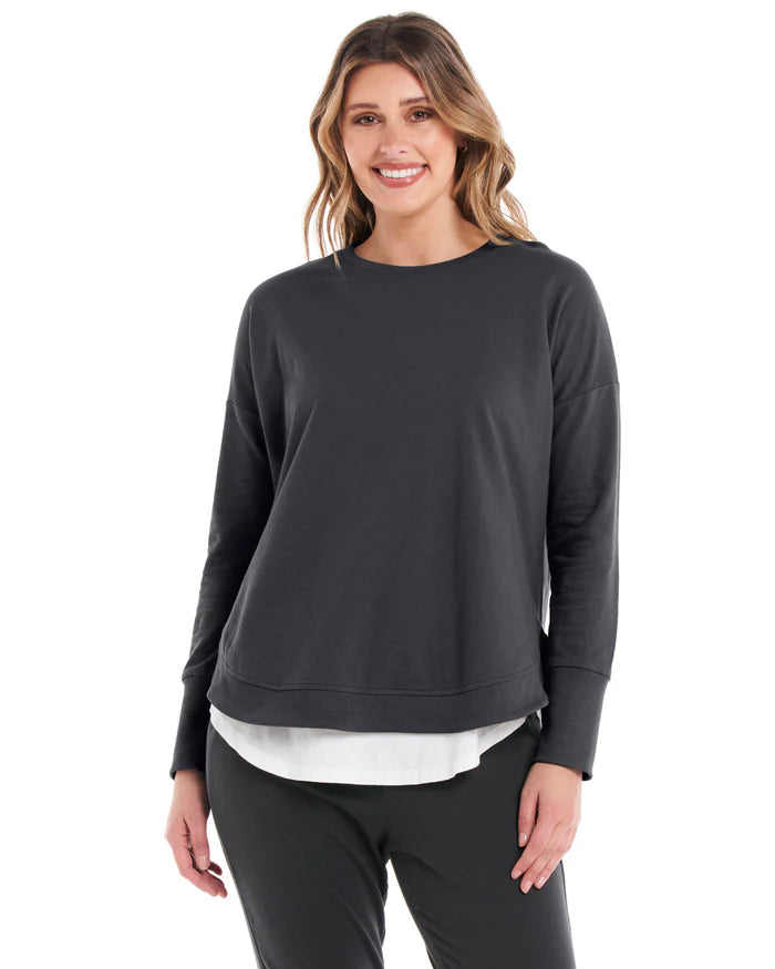 Betty Basics - Lucy French Terry Sweat - Gunmetal Womens Betty Basics