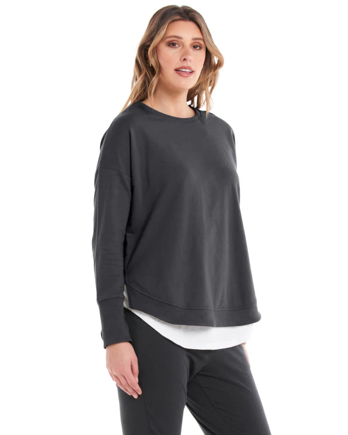 Betty Basics - Lucy French Terry Sweat - Gunmetal Womens Betty Basics