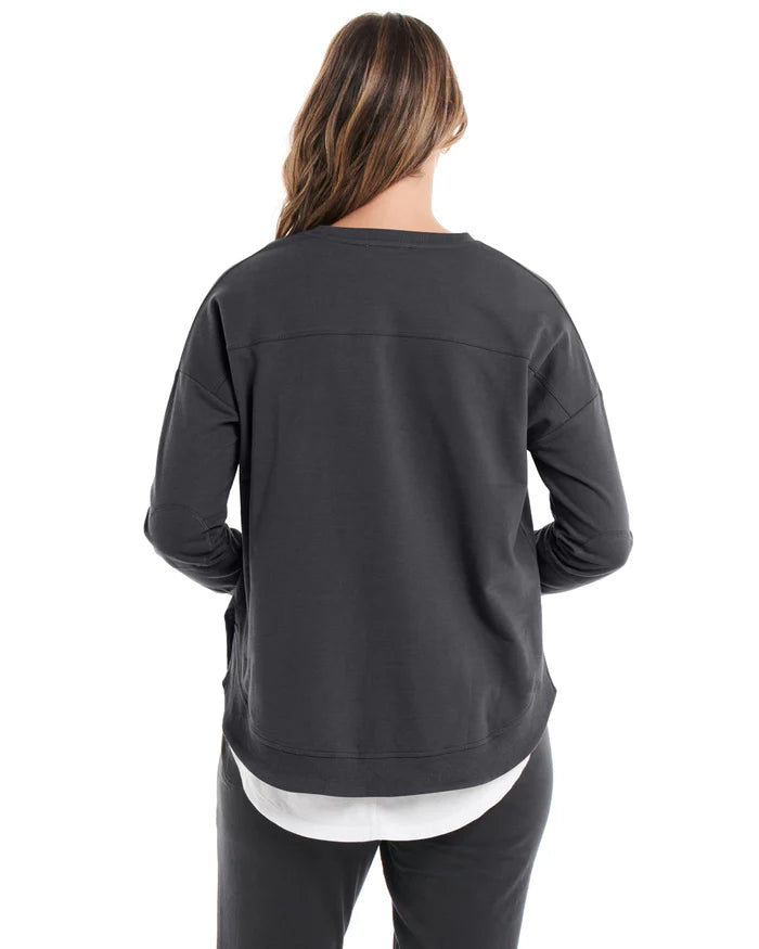 Betty Basics - Lucy French Terry Sweat - Gunmetal Womens Betty Basics