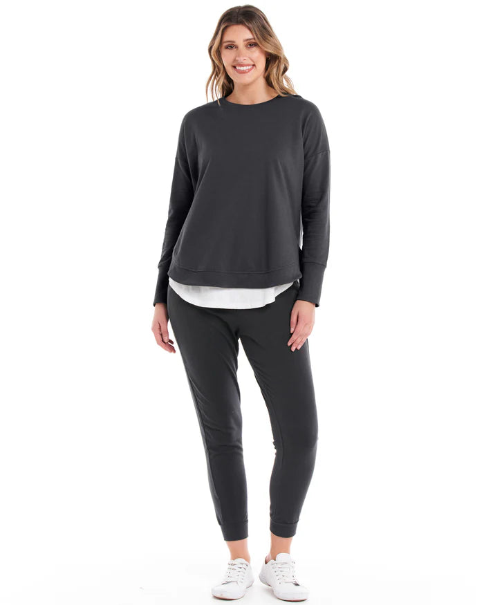 Betty Basics - Lucy French Terry Sweat - Gunmetal Womens Betty Basics