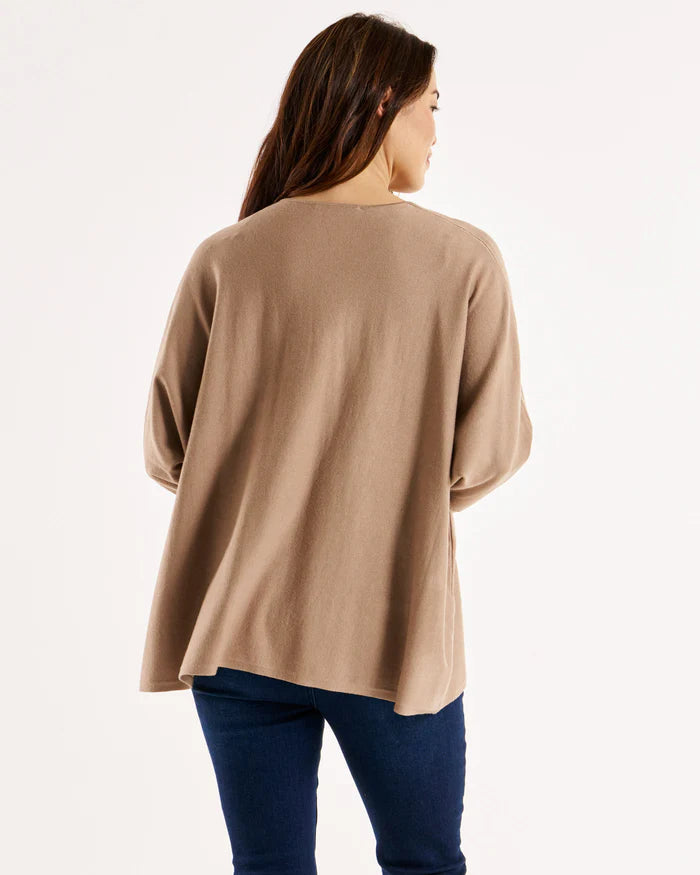 Betty Basics - Destiny Relaxed V-Neck Lightweight Knit Jumper - Latte *** DUE APPROX 15JUL *** Womens Betty Basics