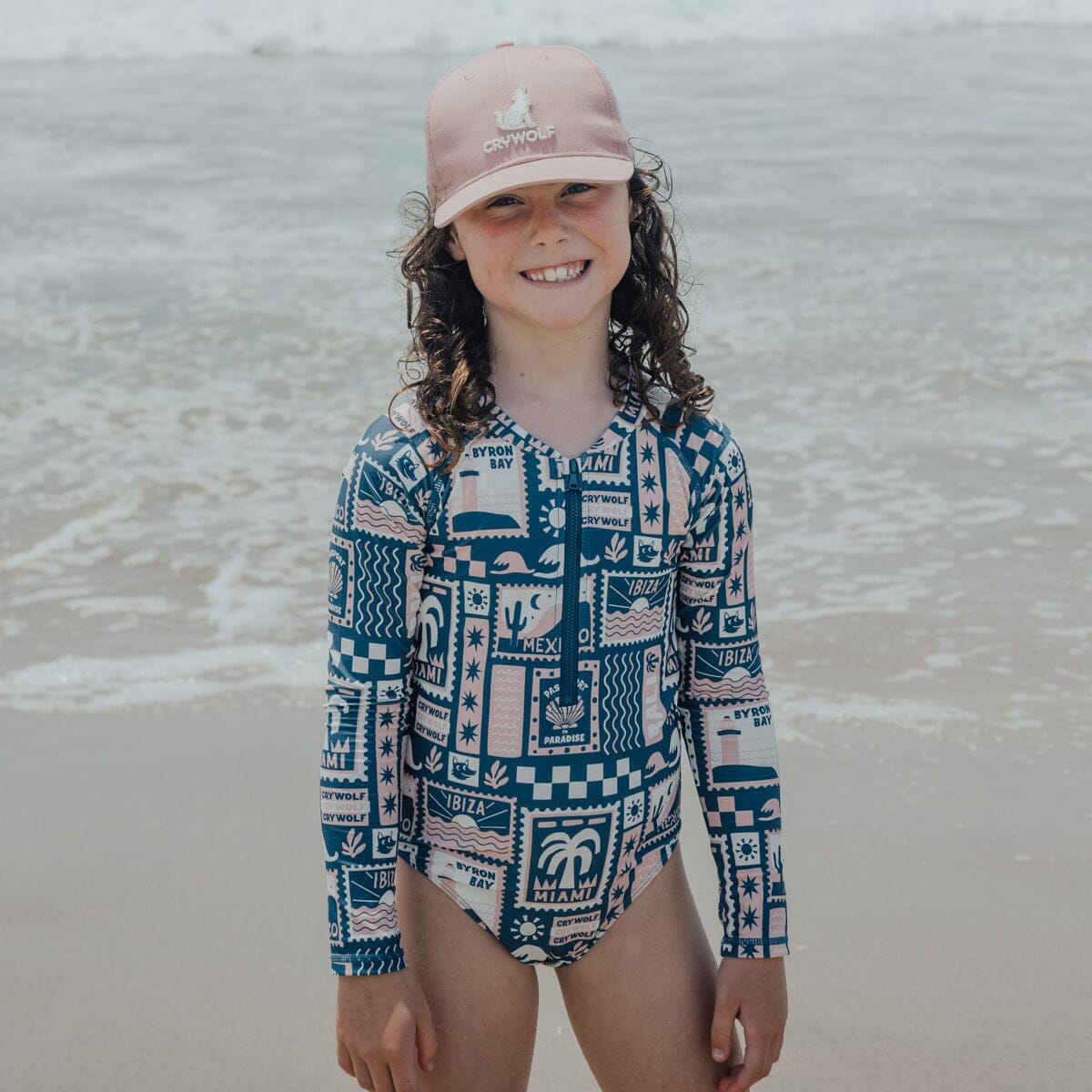 Crywolf - LONG SLEEVE SWIMSUIT - Blush Postcards Girls Crywolf