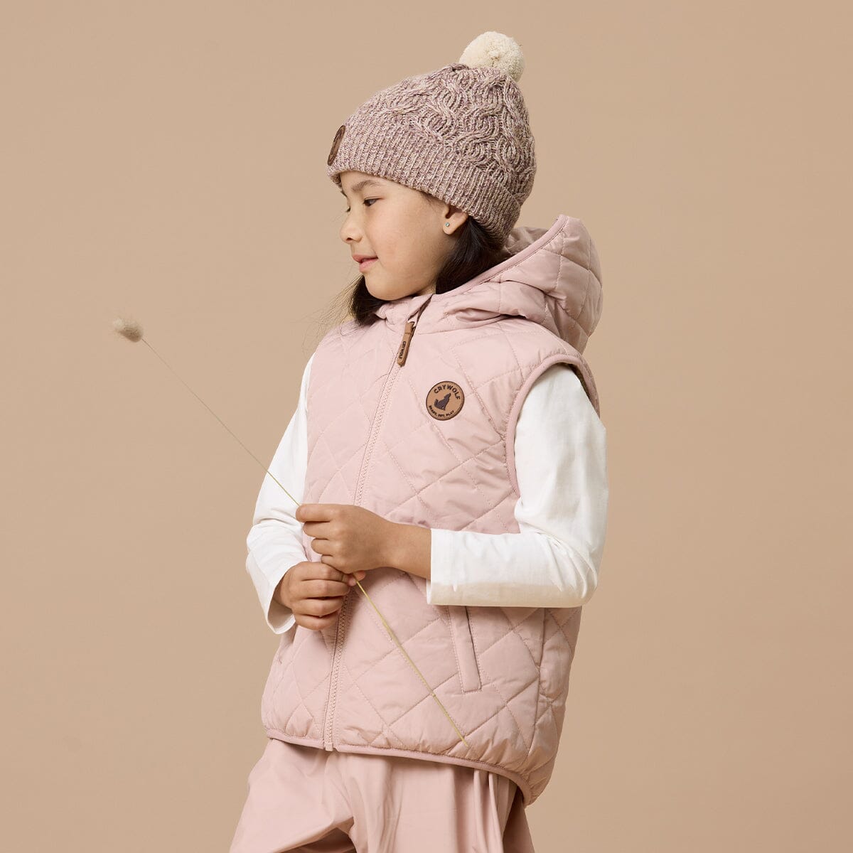 Crywolf - REVERSIBLE YETI VEST - Camel/Blush Girls Crywolf