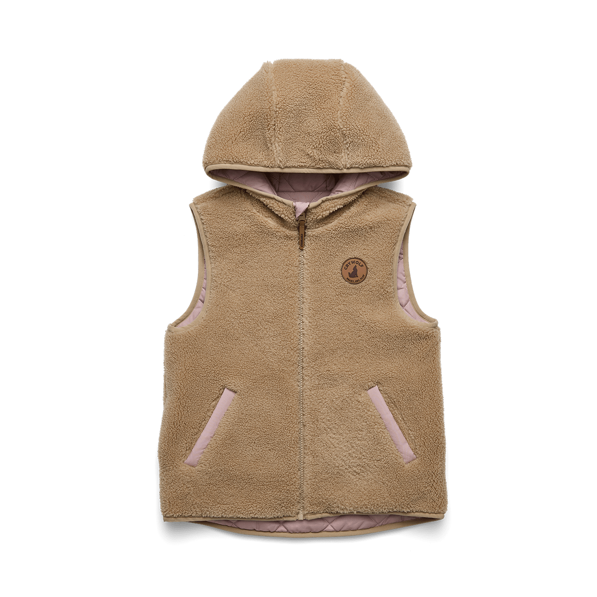 Crywolf - REVERSIBLE YETI VEST - Camel/Blush Girls Crywolf