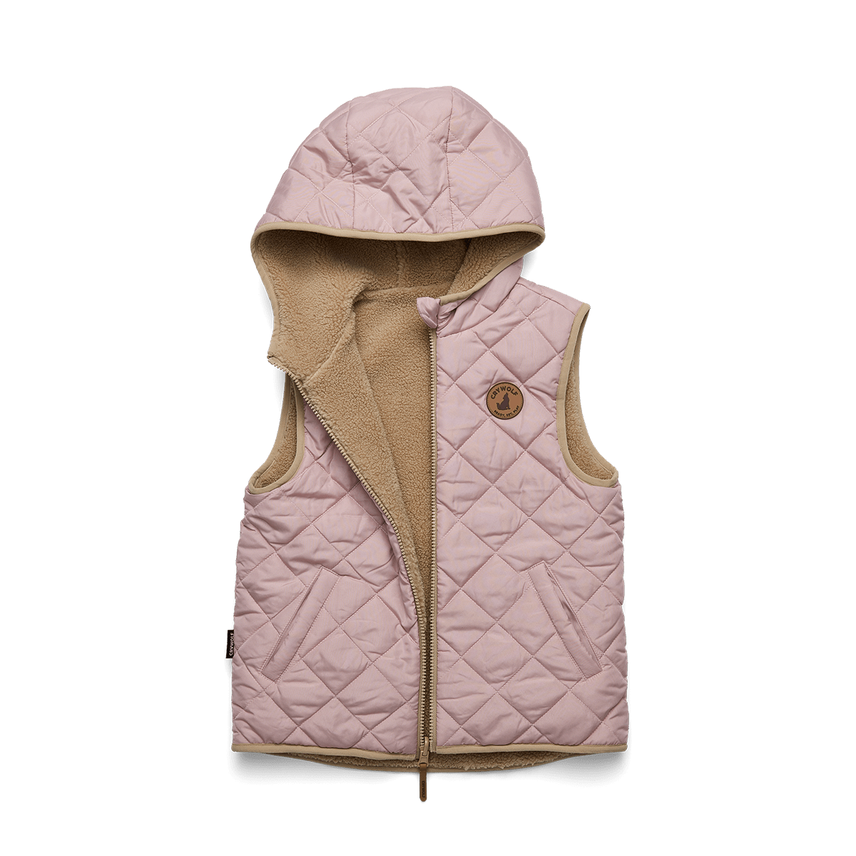 Crywolf - REVERSIBLE YETI VEST - Camel/Blush Girls Crywolf