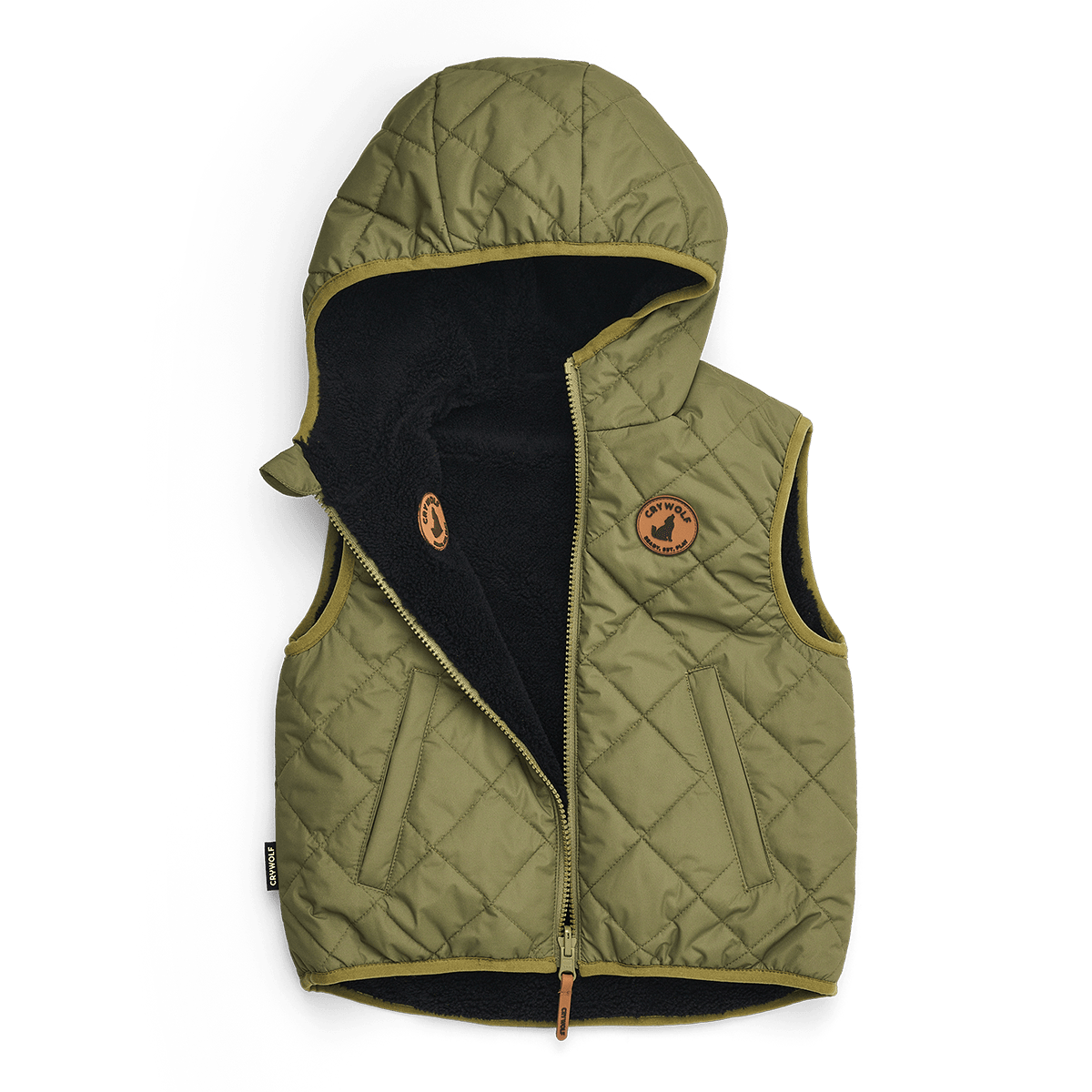 Crywolf - REVERSIBLE YETI VEST - Fern/Black Boys Crywolf