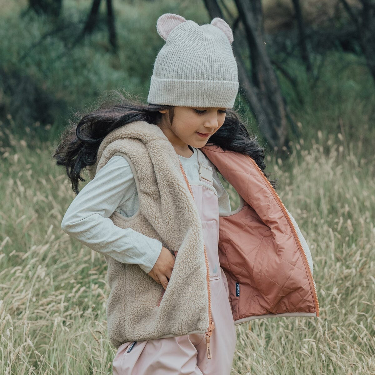 Crywolf | REVERSIBLE YETI VEST - Terracotta/Camel *** PRE ORDER / DUE EARLY-MID APRIL *** Girls Crywolf