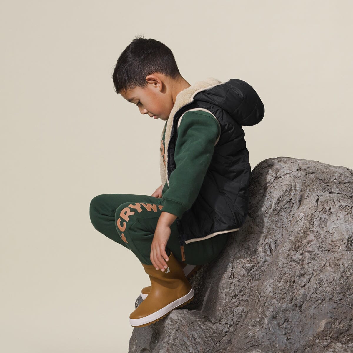 Crywolf | REVERSIBLE YETI VEST - Black/Camel *** PRE ORDER / DUE EARLY-MID APRIL *** Boys Crywolf