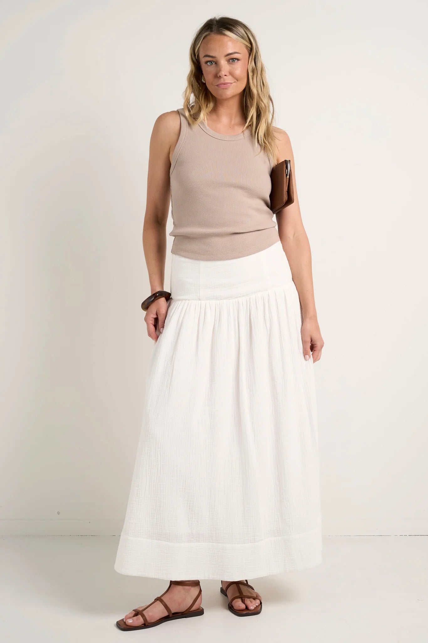 AMONG THE BRAVE - Unwind Tiered Maxi Skirt -  Ivory