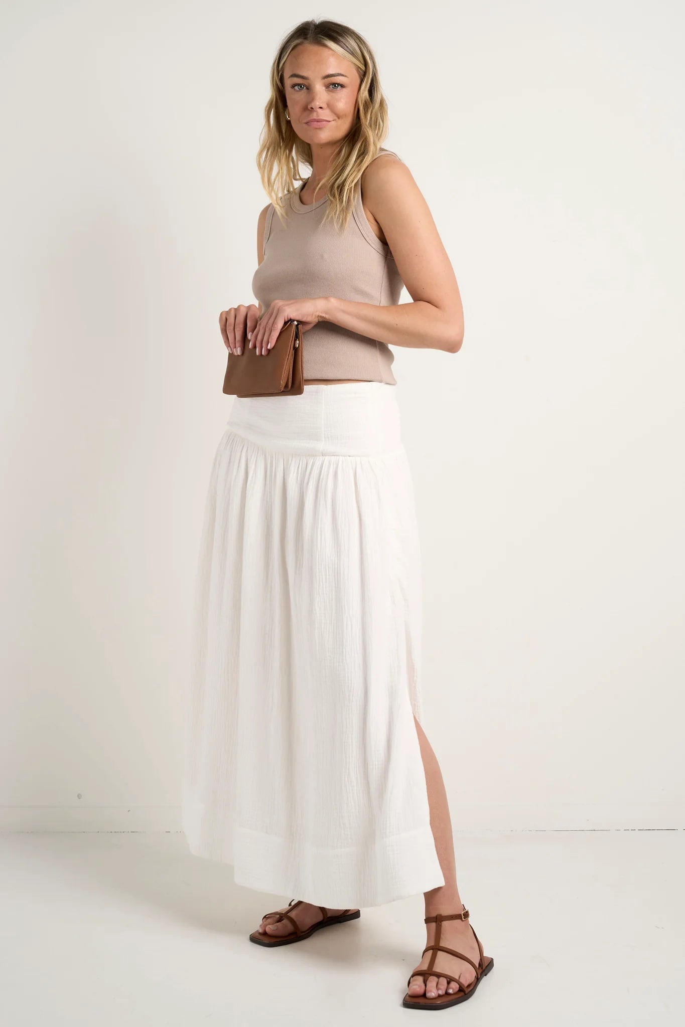 AMONG THE BRAVE - Unwind Tiered Maxi Skirt -  Ivory