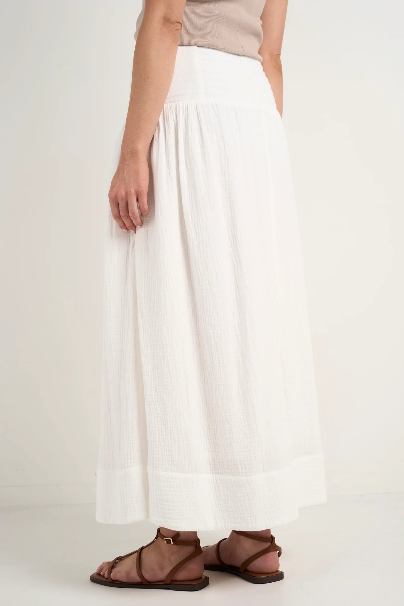 AMONG THE BRAVE - Unwind Tiered Maxi Skirt -  Ivory