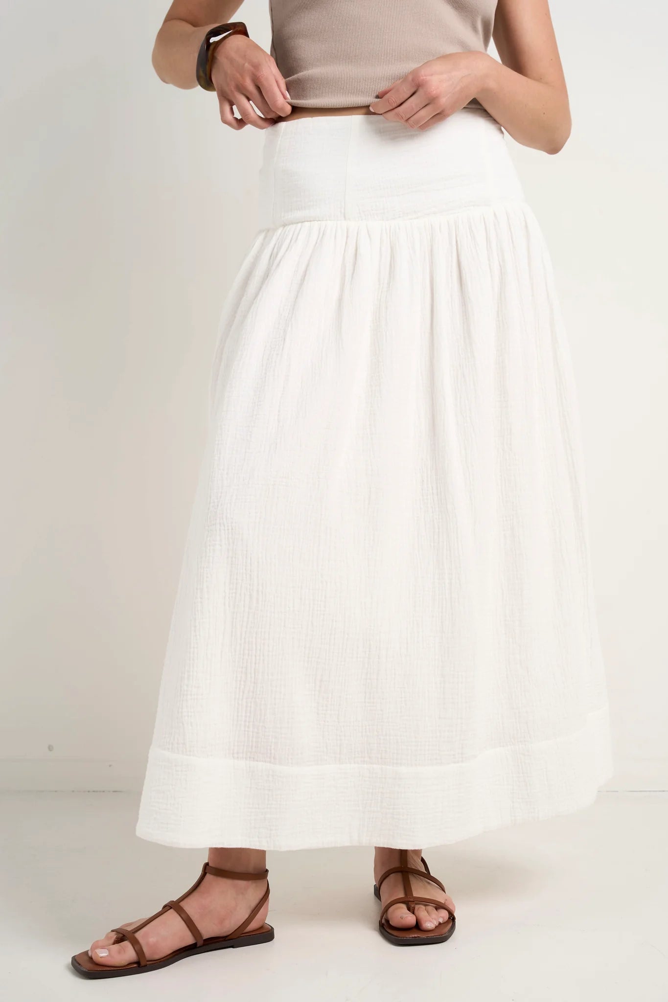 AMONG THE BRAVE - Unwind Tiered Maxi Skirt -  Ivory