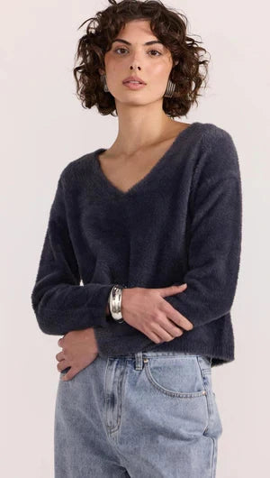 STAPLE THE LABEL - EMBER FLUFFY KNIT JUMPER - SLATE Womens STAPLE THE LABEL