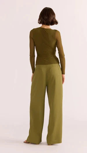 MINK PINK - Elodie Mesh Wrap Top - Khaki Womens MINK PINK