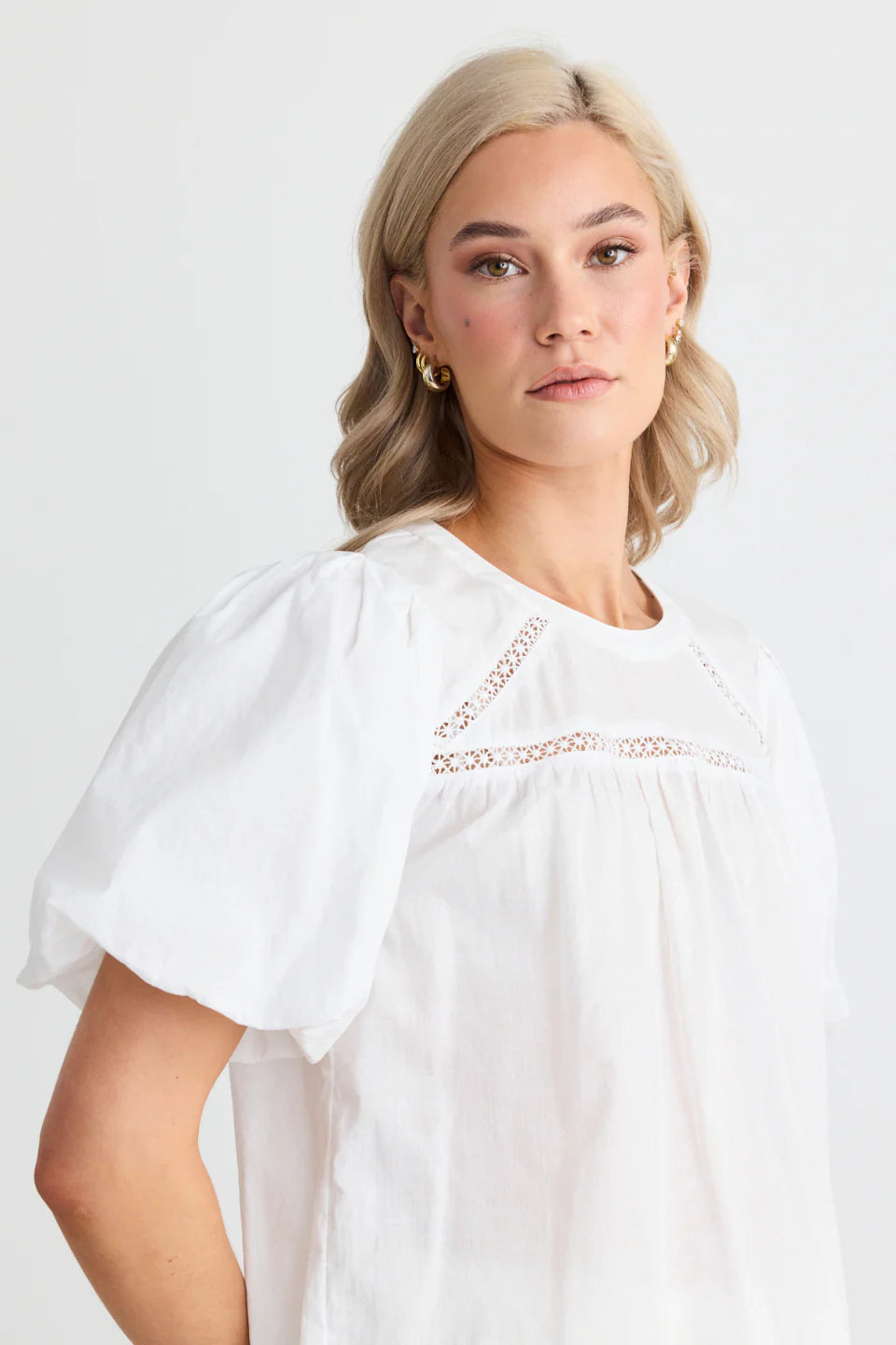 IVY + JACK - Enduring Texture Lace Insert SS Top - White Womens IVY + JACK