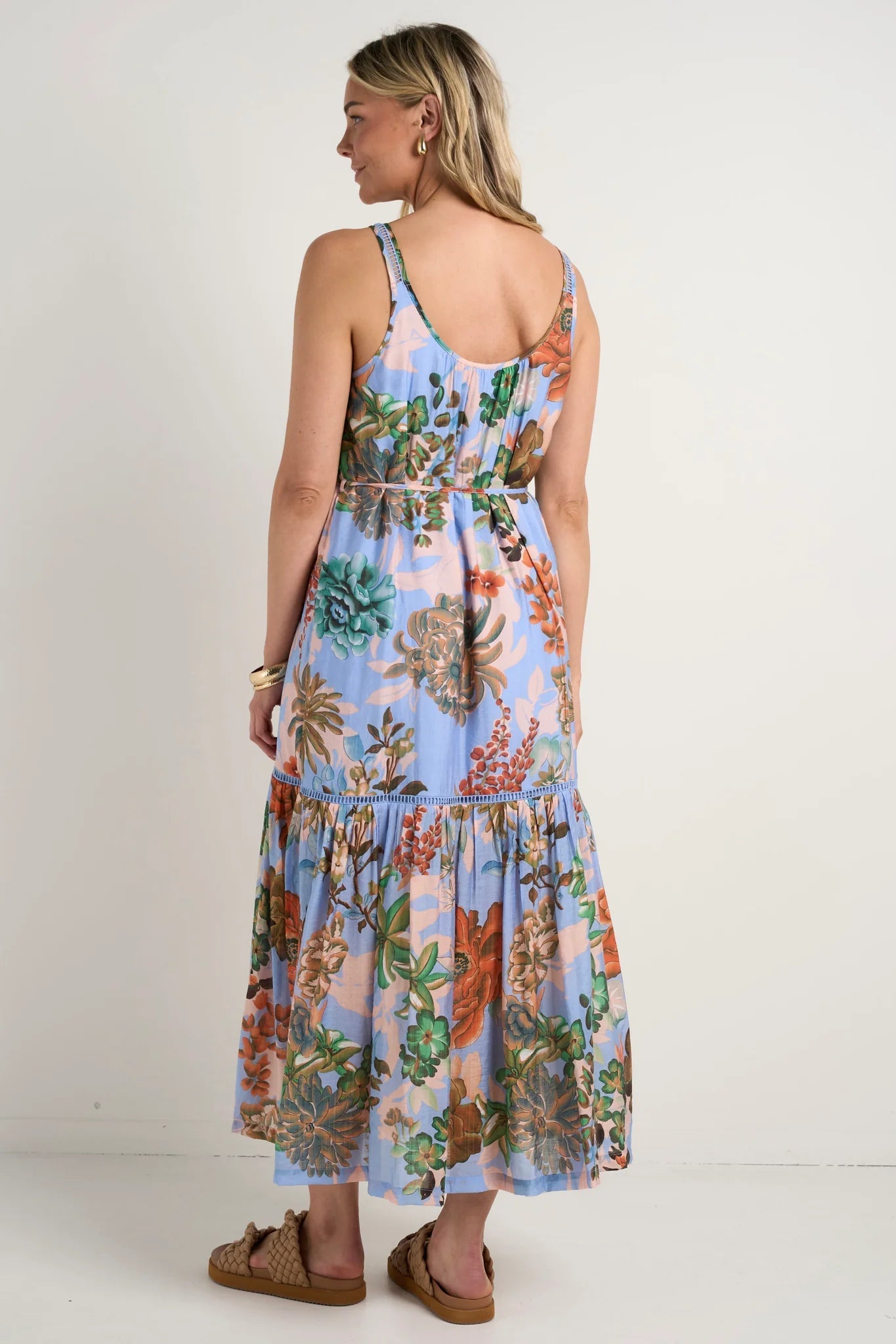 BY ROSA - Estela Strappy Floaty Maxi Dress - Blue Floral Womens BY ROSA