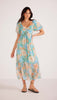 MINK PINK - EVELYN PUFF SLEEVE MIDI DRESS - Mint Floral *** DUE IN APPROX 22JAN*** Womens MINK PINK