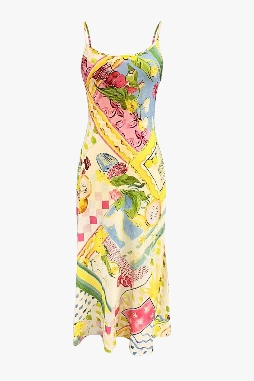 Love Lulu - Hologram Bias Slip Dress - Pink Holiday Print Womens Love Lulu