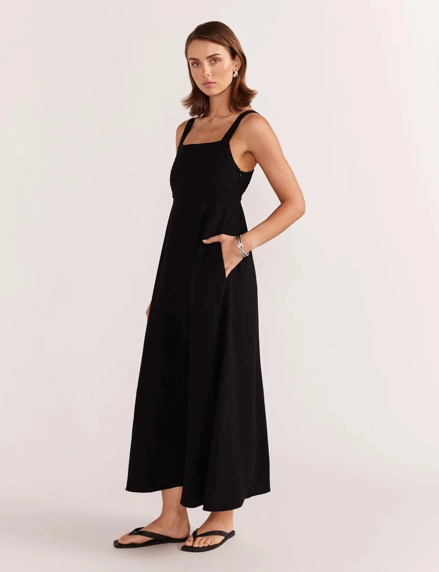 STAPLE THE LABEL - Ember Midi Dress - Black Womens STAPLE THE LABEL