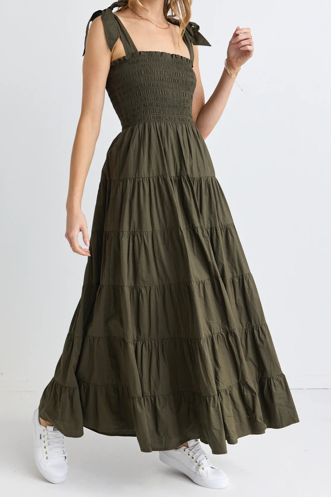 IVY + JACK - Isabella Strappy Tiered Maxi Dress - Khaki